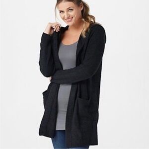 Barefoot Dreams Black Hooded Cardigan 480 Size Medium